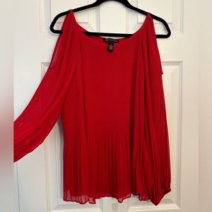 INC Red Cold Shoulder Shirt
